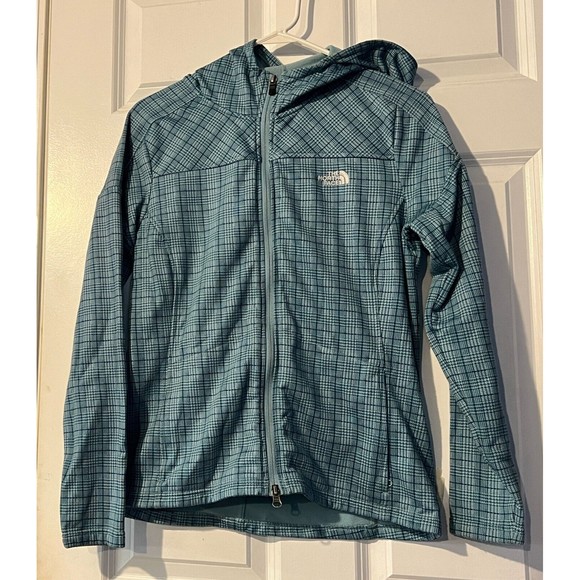 The North Face Jackets & Blazers - North Face Fleece Long Sleeve Lightweight Full Zip Teal Plaid Women's Size Large